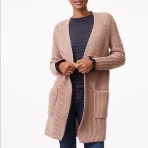 LOFT Ribbed Patch Pocket Open Cardigan